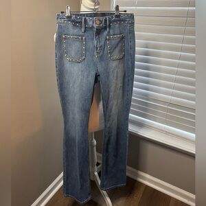 White House Black Market Studded Blue Straight Leg Jeans